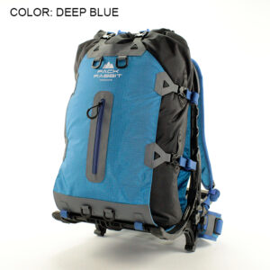Blue backpack with white background