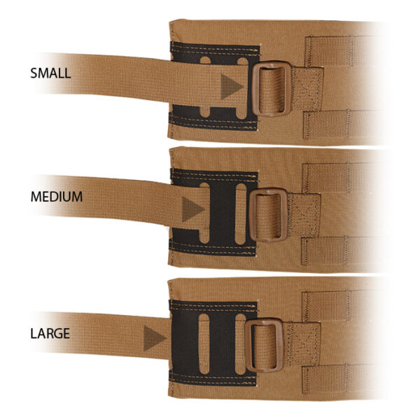 Close up of tan backpack hip belts with white background