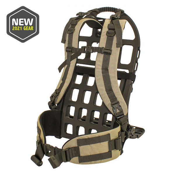 external pack frame and tan harness